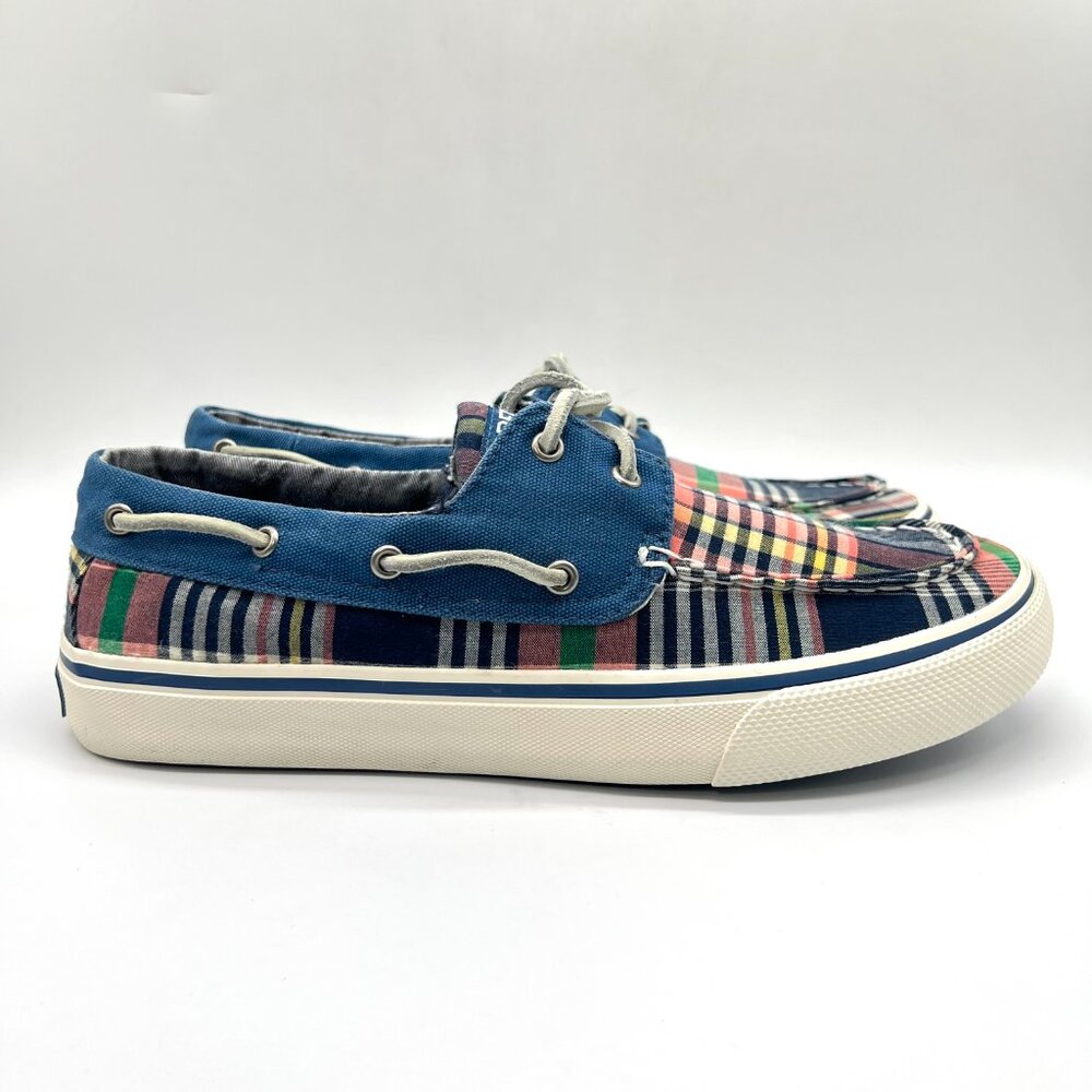 Sperry Womens Size 8 8M‎ Bahama II Multicolor Plaid Slip On Casual Boat Shoes